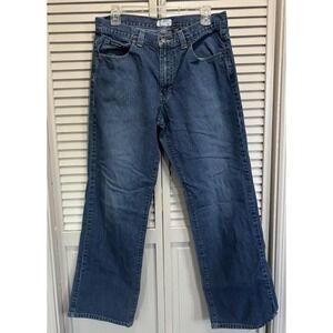 DKNY Med Wash Denim Straight Leg Jeans Mid Rise Size 32x32 Pockets Logo